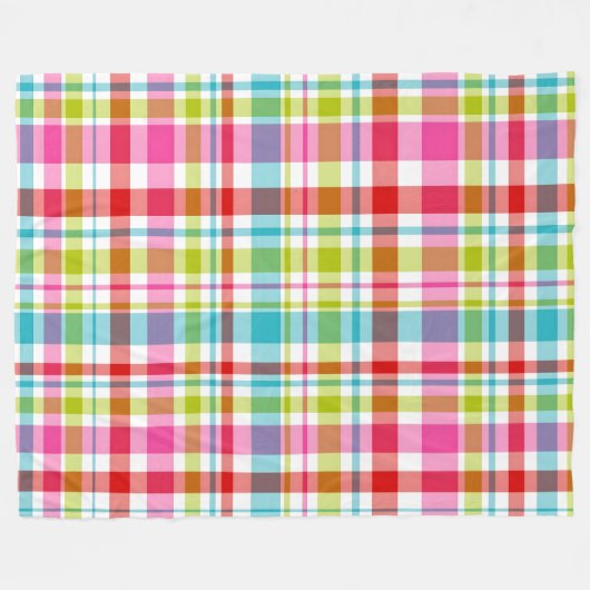 Bright Rainbow Plaid Checkered Pattern フリースブランケット (正面(横))