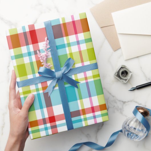 Bright Rainbow Plaid Checkered Pattern ラッピングペーパー (ギフト)
