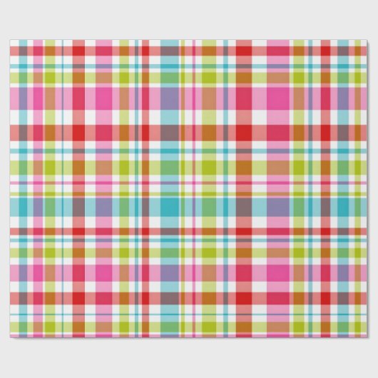 Bright Rainbow Plaid Checkered Pattern ラッピングペーパー (フラット)