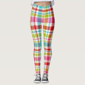 Bright Rainbow Plaid Checkered Pattern  レギンス (正面)
