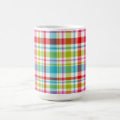 Bright Rainbow Plaid Checkered Pattern Custom Name コーヒーマグカップ (中央)