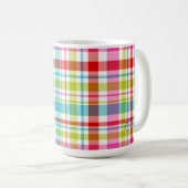 Bright Rainbow Plaid Checkered Pattern Custom Name コーヒーマグカップ (正面右)