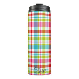 Bright Rainbow Plaid Checkered Pattern Custom Name タンブラー
