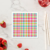 Bright Rainbow Plaid Checkered Pattern Paper スタンダードカクテルナプキン (インサイチュ)