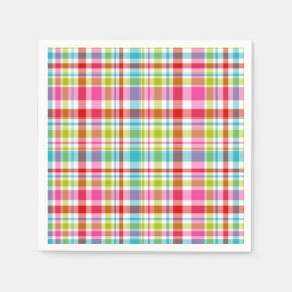 Bright Rainbow Plaid Checkered Pattern Paper スタンダードカクテルナプキン