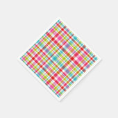 Bright Rainbow Plaid Checkered Pattern Paper スタンダードカクテルナプキン (角)