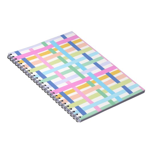Bright Rainbow Plaid Journal - Colourful pastel ノートブック (右側)