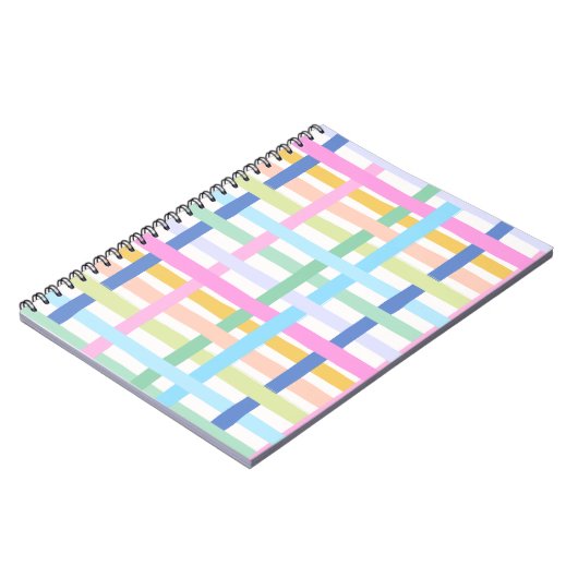 Bright Rainbow Plaid Journal - Colourful pastel ノートブック (左側)