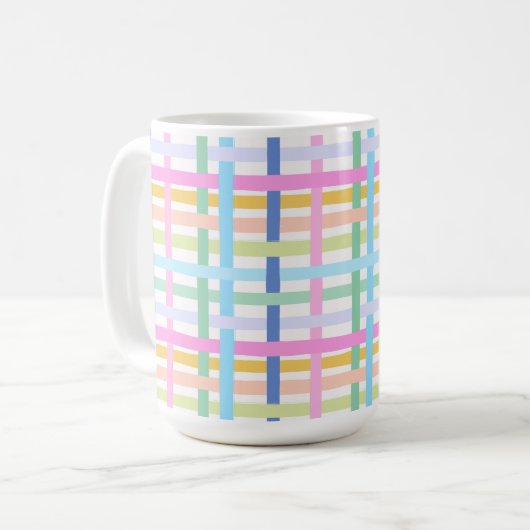 Bright Rainbow Plaid Mug - Colourful Pastel コーヒーマグカップ (正面左)