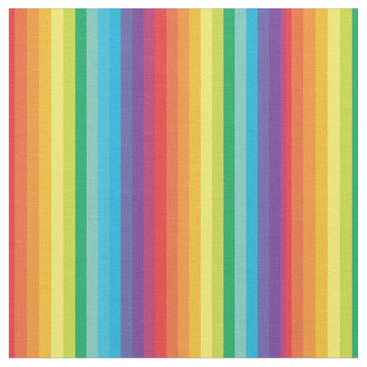 Bright Rainbow Stripes Pattern ファブリック (クローズアップ)