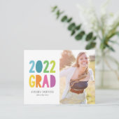 Bright Rainbow Type Grad 2022フォトパーティー インビテーションポストカード (スタンド正面)