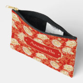 Bright Red and Cream Chrysanthemum アクセサリーポーチ (見開き)