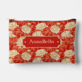 Bright Red and Cream Chrysanthemum アクセサリーポーチ (正面)