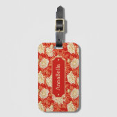 Bright Red and Cream Chrysanthemum ラゲッジタグ (正面縦)