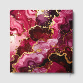 Bright Red and Gold Marble Agate Birthday Party ゲストブック (裏面)