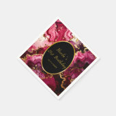 Bright Red and Gold Marble Agate Birthday Party スタンダードカクテルナプキン (角)