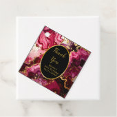 Bright Red and Gold Marble Agate Birthday Party フェイバータグ (インサイチュ)