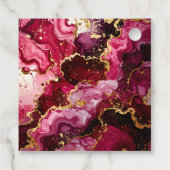 Bright Red and Gold Marble Agate Birthday Party フェイバータグ (裏面)