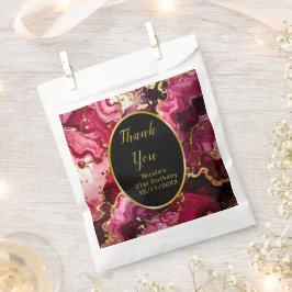 Bright Red and Gold Marble Agate Birthday Party フェイバーバッグ