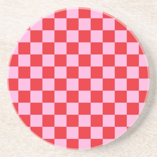 Bright Red and Light Pink Checkered コースター (正面)