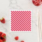 Bright Red and Light Pink Checkered スタンダードカクテルナプキン (インサイチュ)