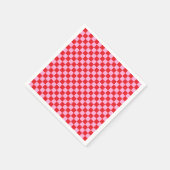 Bright Red and Light Pink Checkered スタンダードカクテルナプキン (角)