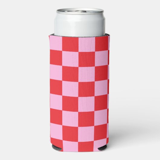 Bright Red and Light Pink Checkered スリム缶クーラー (Seltzer裏面)