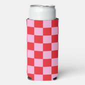 Bright Red and Light Pink Checkered スリム缶クーラー (Seltzer正面)