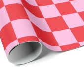 Bright Red and Light Pink Checkered ラッピングペーパー (ロールコーナー)