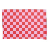 Bright Red and Light Pink Checkered 枕カバー (正面)
