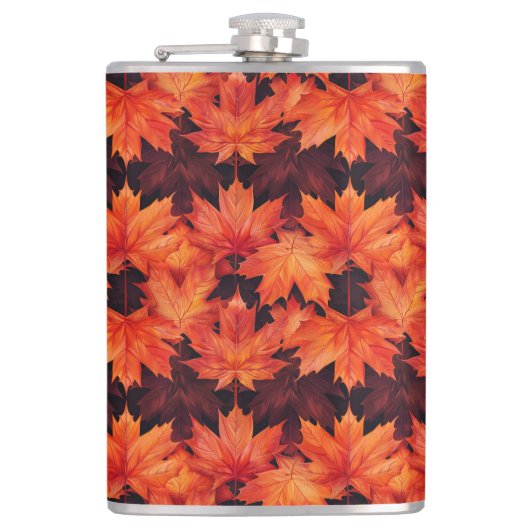 BRIGHT RED AND ORANGE FALL AUTUMN LEAVES フラスク (正面)