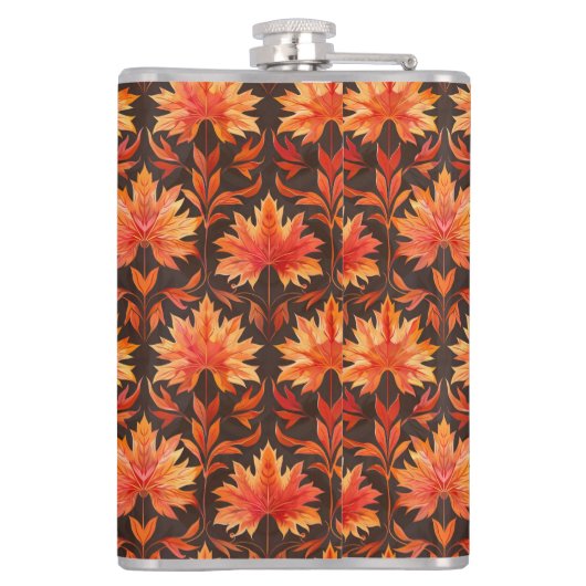 BRIGHT RED AND ORANGE FALL AUTUMN LEAVES フラスク (裏面)