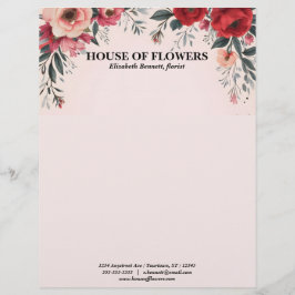Bright Red and Pink Flowers on Pink レターヘッド
