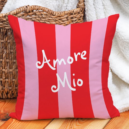 Bright Red and Pink Stripes | Amore Mio クッション