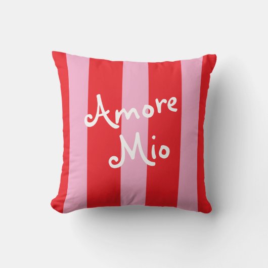 Bright Red and Pink Stripes | Amore Mio クッション (正面)