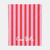 Bright Red and Pink Stripes | Ciao Bella フリースブランケット (正面)