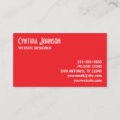 Bright Red and White Retro Bold 名刺 (裏面)