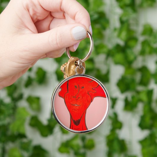 Bright Red Animated Character Art Keychain キーホルダー (手)