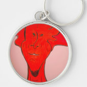 Bright Red Animated Character Art Keychain キーホルダー (正面)