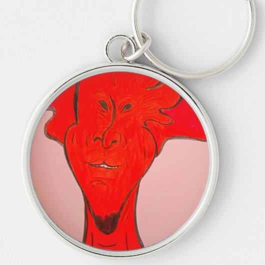 Bright Red Animated Character Art Keychain キーホルダー (正面)