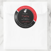 Bright Red Black Wavy Silver Hearts Product Labels ラウンドシール (バッグ)