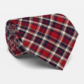 Bright Red, Burgundy Red, Navy, & Ivory Tartan  ネクタイ (ロール)