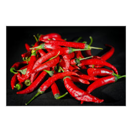 Bright Red Chili's Food Photography ポスター