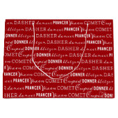 Bright Red Christmas Gift Bag | Santa's Reindeer ラージペーパーバッグ (正面)