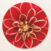 Bright Red Dahlia Flower ラウンドペーパーコースター (正面)