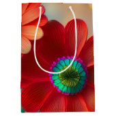 Bright Red Daisy Flowers ミディアムペーパーバッグ (正面)