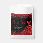 Bright Red Dress Faux Glitter Sweet 16 Birthday フェイバーバッグ (正面)