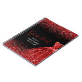 Bright Red Dress Faux Glitter Sweet 16  Guest Book ノートブック (左側)