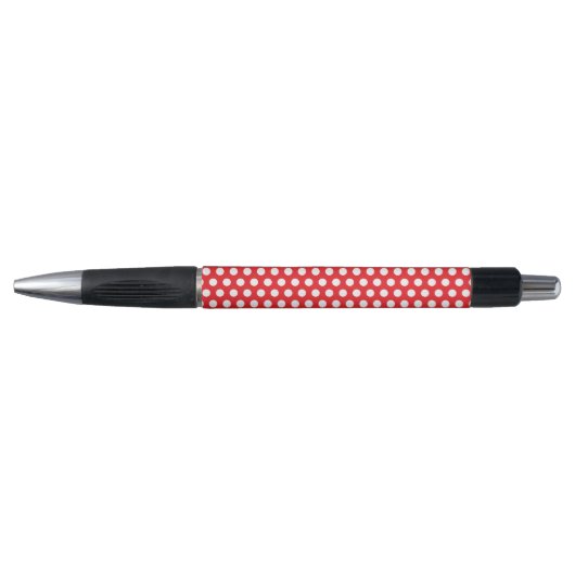 Bright Red Emmy Pen with Classy White Dot Pattern ボールペン (正面)
