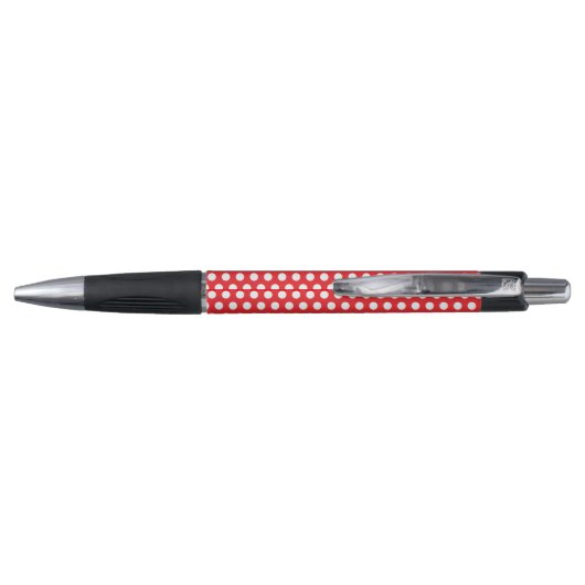 Bright Red Emmy Pen with Classy White Dot Pattern ボールペン (裏面)
